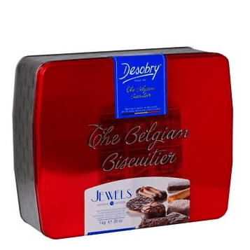 Bánh Desobry The Belgian Biscuitier JEWELS hộp thiếc màu đỏ 1kg