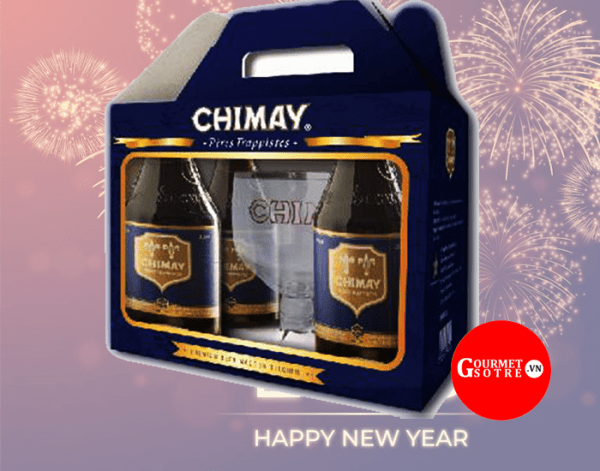 Hộp quà bia chai Chimay Xanh 330ml nhập khẩu
