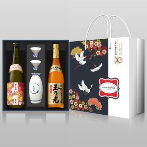 Hộp quà sake Iwai và Shuho 720ml + Bộ chén kiểu