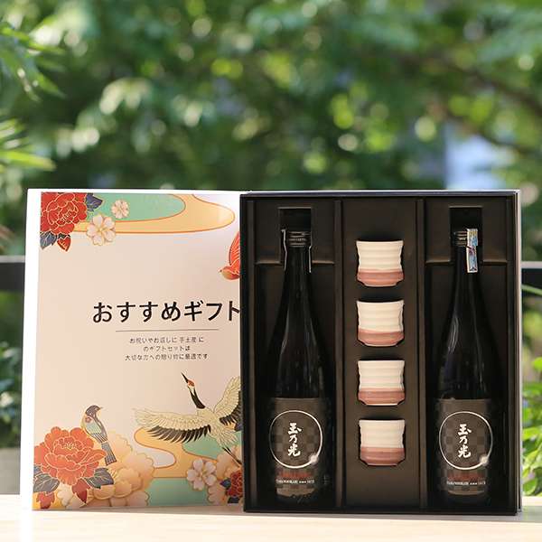 Hộp quà Rượu Sake Junmai Ginjo Karakuchi + Bộ chén